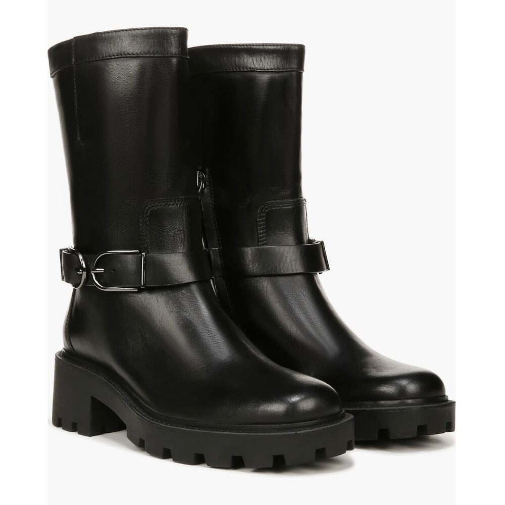 Franco Sarto L-Elle Black Mid Shaft Moto Boots – Size 9.5M – New in Box